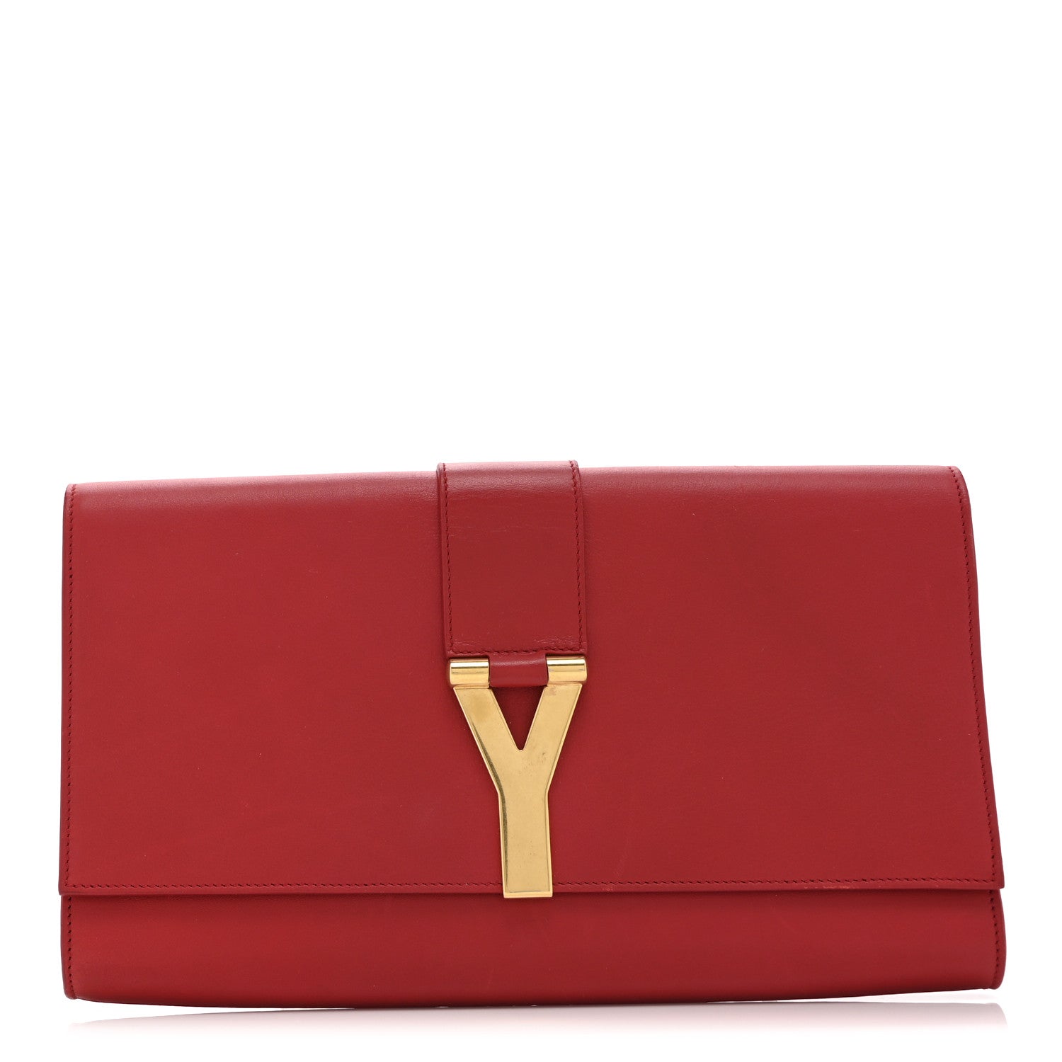 Saint Laurent Calfskin Classic Y Ligne Clutch Red 1 of 9