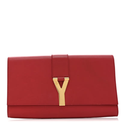 Saint Laurent Calfskin Classic Y Ligne Clutch Red 1 of 9