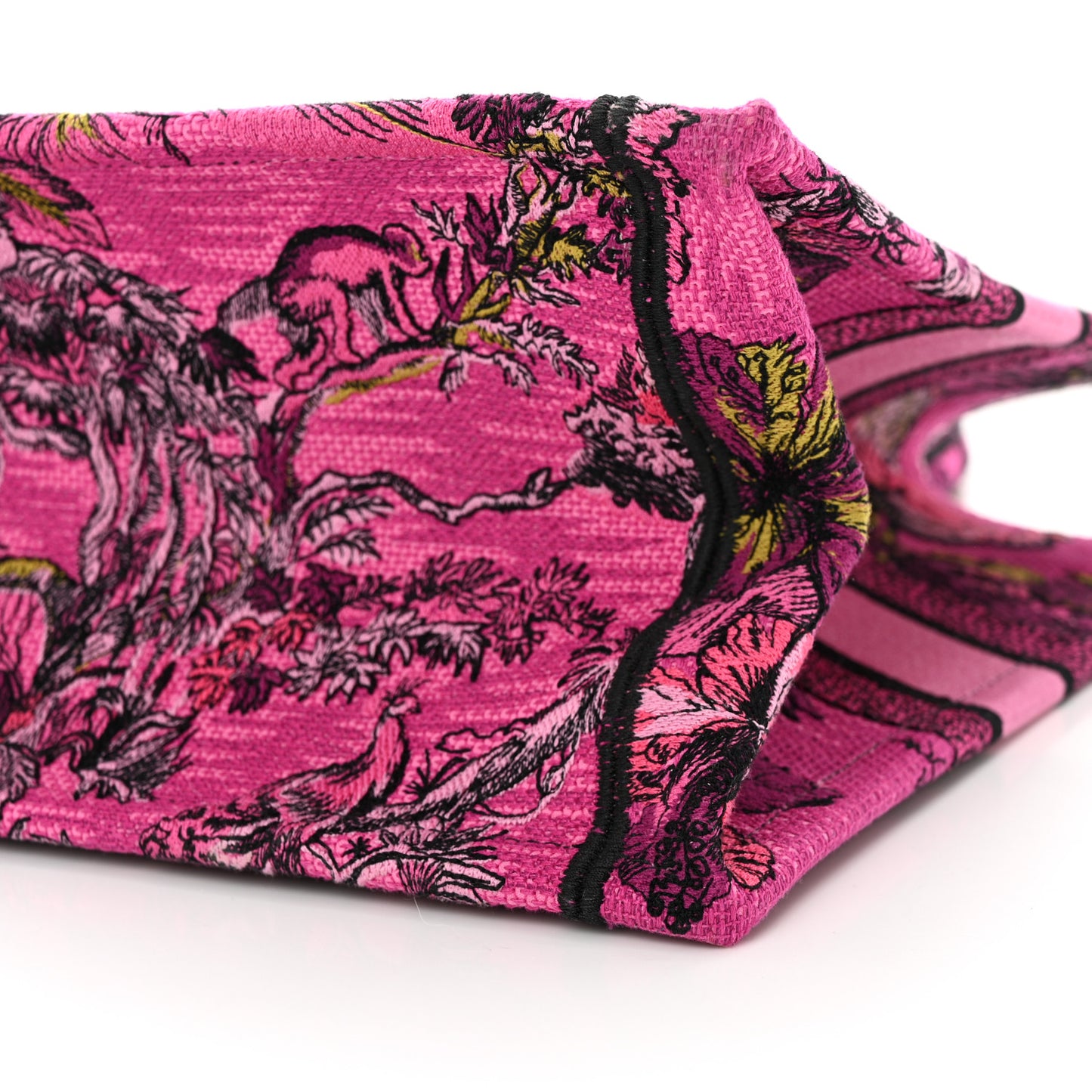 Canvas Embroidered Medium Toile de Jouy Voyage Book Tote Fuchsia Multicolor
