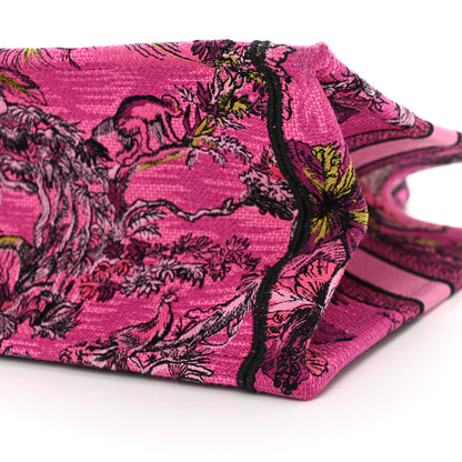 Christian Dior Canvas Embroidered Medium Toile de Jouy Voyage Book Tote Fuchsia Multicolor 10 of 10