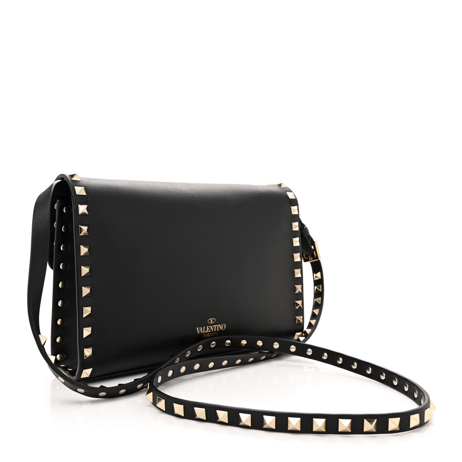 Valentino Garavani Vitello Medium Rockstud Flip Lock Crossbody Bag Black 3 of 9