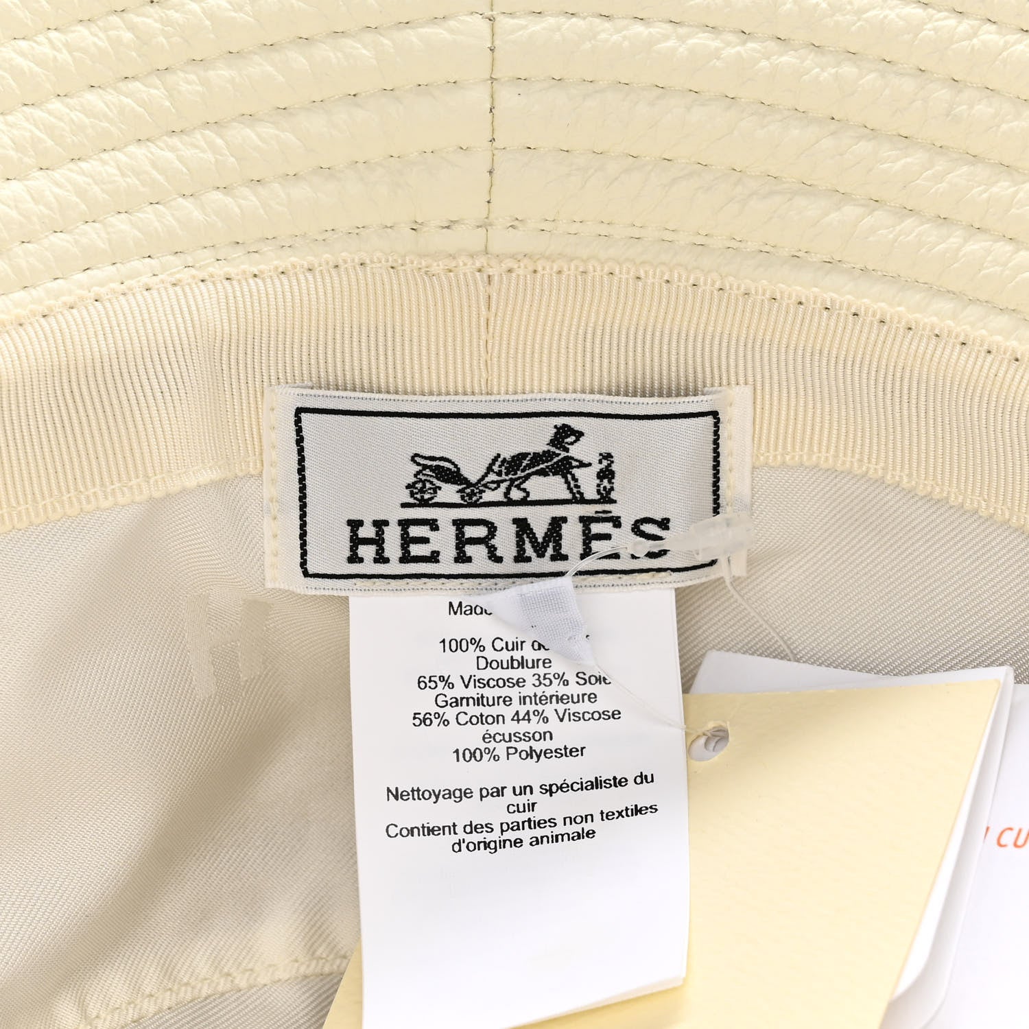 Hermes Cerf Lourd Calvi Bucket Hat 57 White Casse 7 of 7