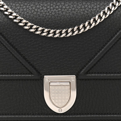 Christian Dior Grained Calfskin Diorama Wallet on Chain Pouch Black 7 of 10