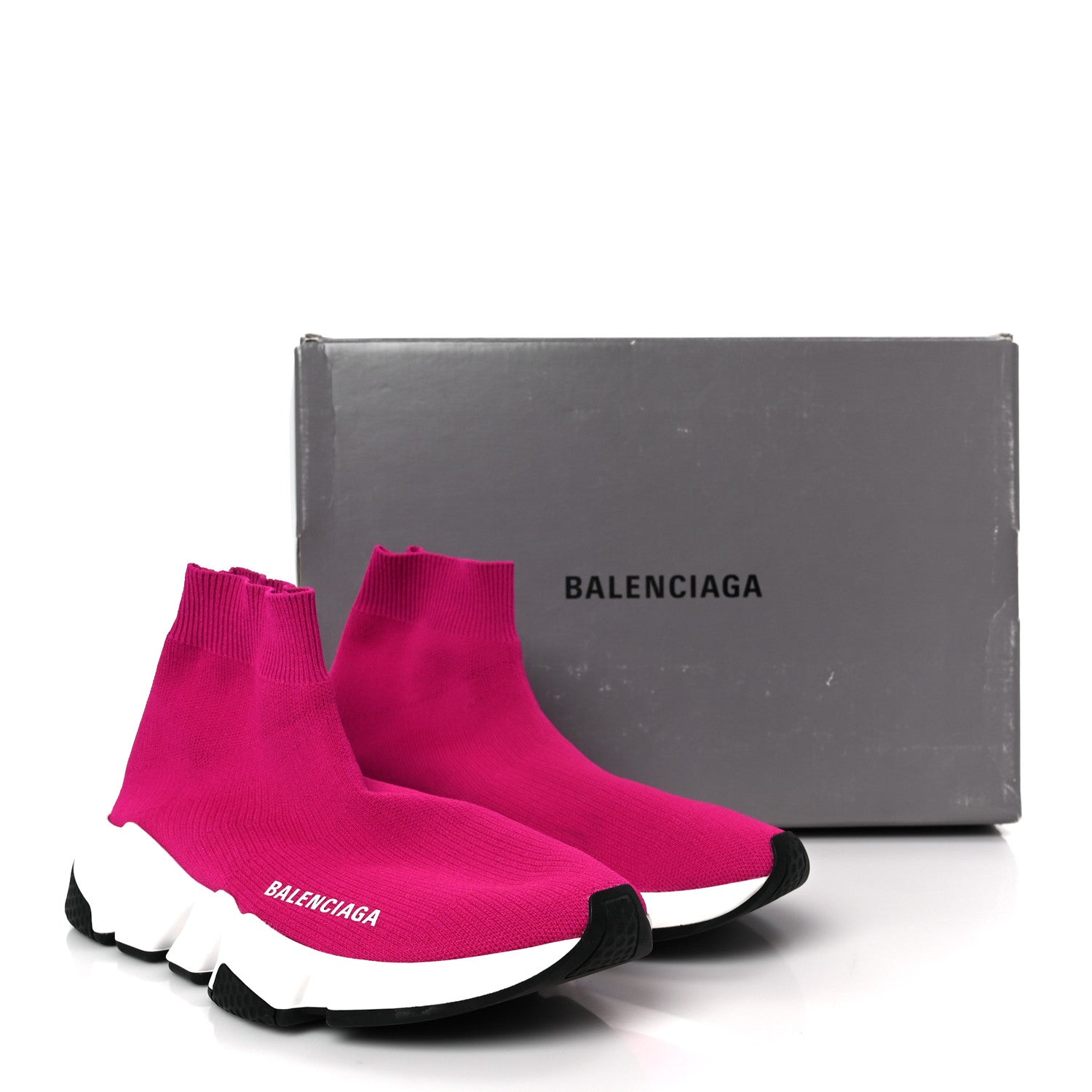 Balenciaga Neoprene Knit Womens Speed Sneakers 36 Fuchsia Pink