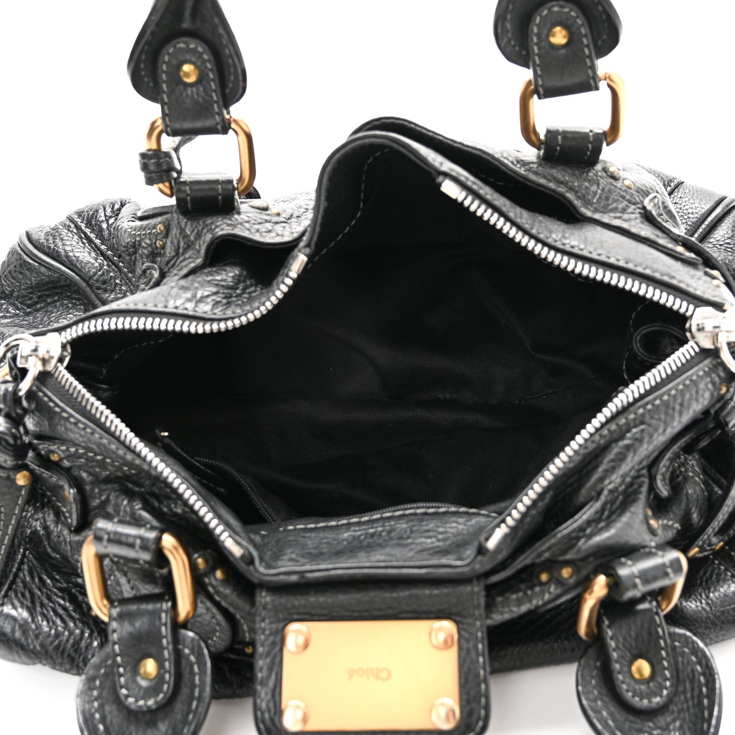 Calfskin Medium Paddington Satchel Black