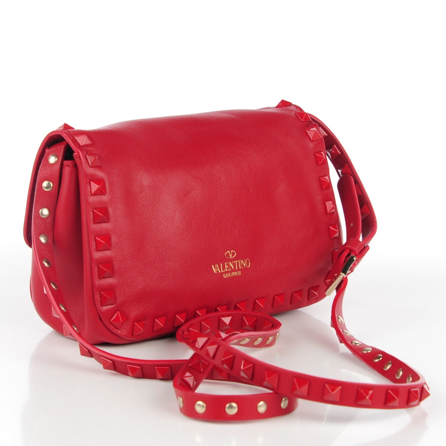 Valentino Garavani Vitello Monochrome Mini Rockstud Flap Saddle Crossbody Bag Rosso Valentino 3 of 6