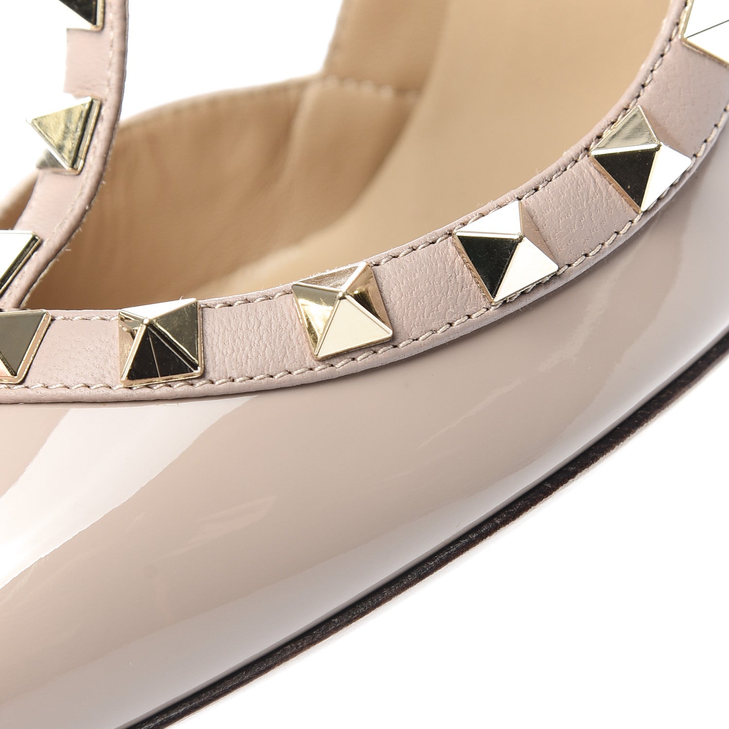 Valentino Garavani Patent Rockstud Ankle Strap Pumps 37.5 Poudre 10 of 10