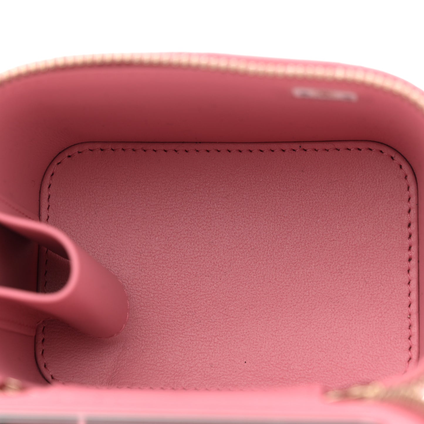 Lambskin Quilted Top Handle Mini Vanity Case With Chain Pink