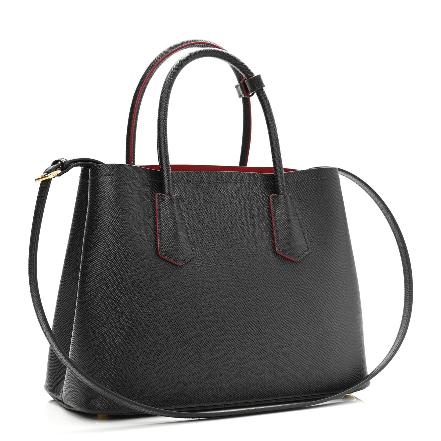 Saffiano Cuir Small Double Bag Black Fuoco