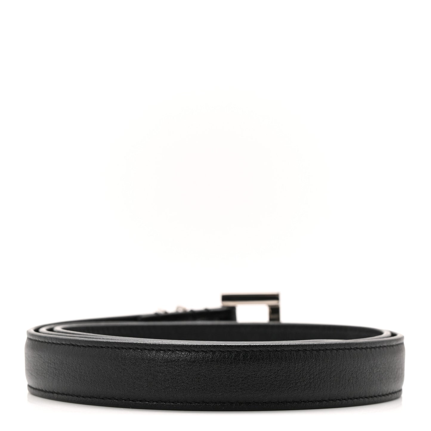 Grained Calfskin Monogram Cassandre Extra Thin Square Buckle Belt 80 32 Black