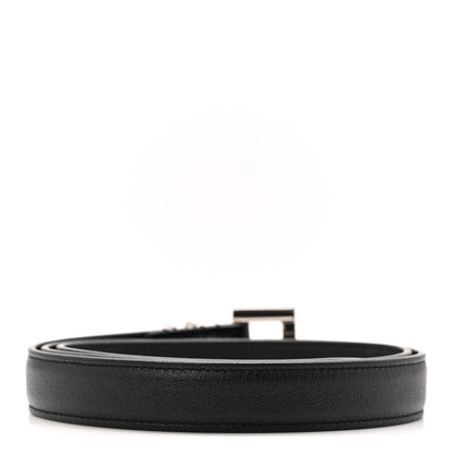 Saint Laurent Grained Calfskin Monogram Cassandre Extra Thin Square Buckle Belt 80 32 Black 2 of 6