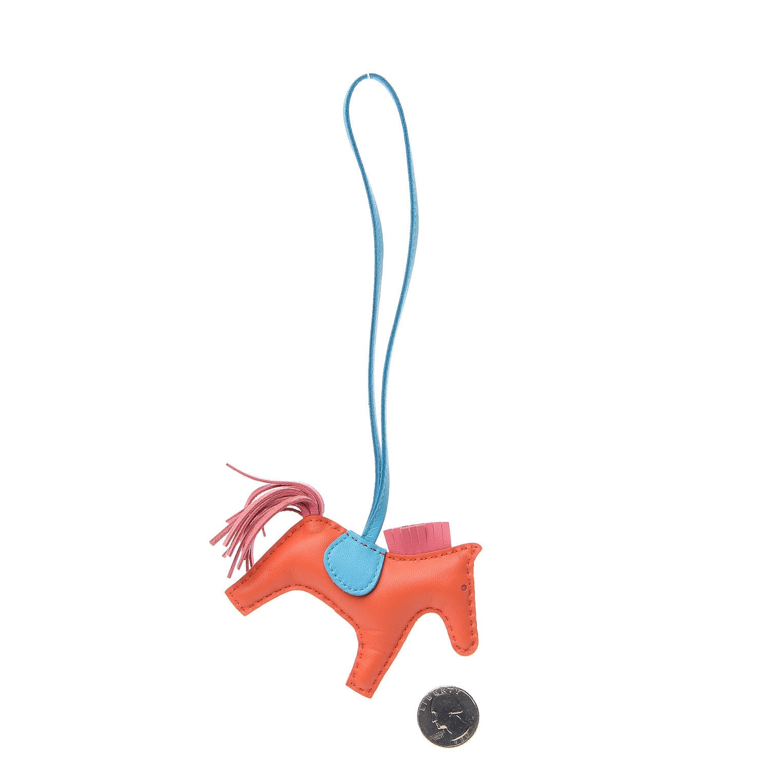 Hermes Milo Lambskin Grigri Rodeo Horse Bag Charm PM Orange Poppy Rose Azalee Bleu Azteque 2 of 4