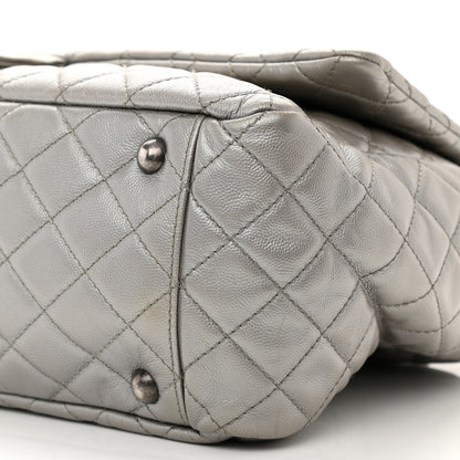 Chanel Metallic Caviar Quilted XXL Travel Flap Bag Silver 10 of 11