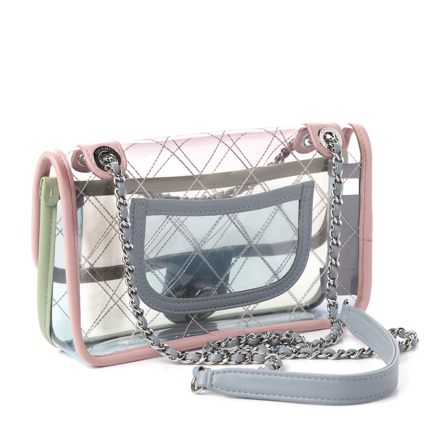Chanel Lambskin PVC Quilted Mini Coco Splash Flap Blue Green 3 of 10