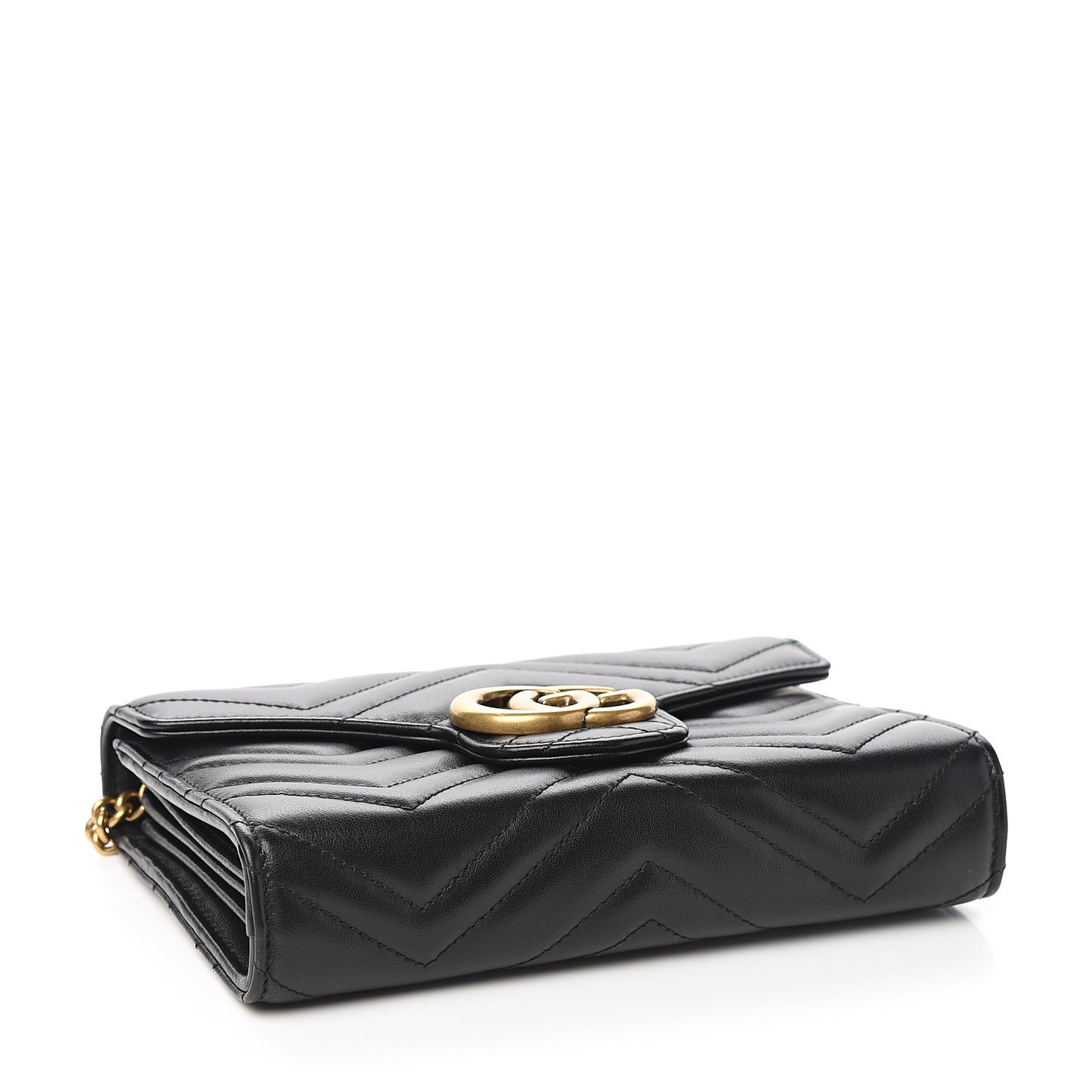 Calfskin Matelasse GG Marmont Chain Wallet Black
