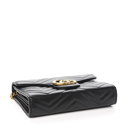 Gucci Calfskin Matelasse GG Marmont Chain Wallet Black 3 of 9