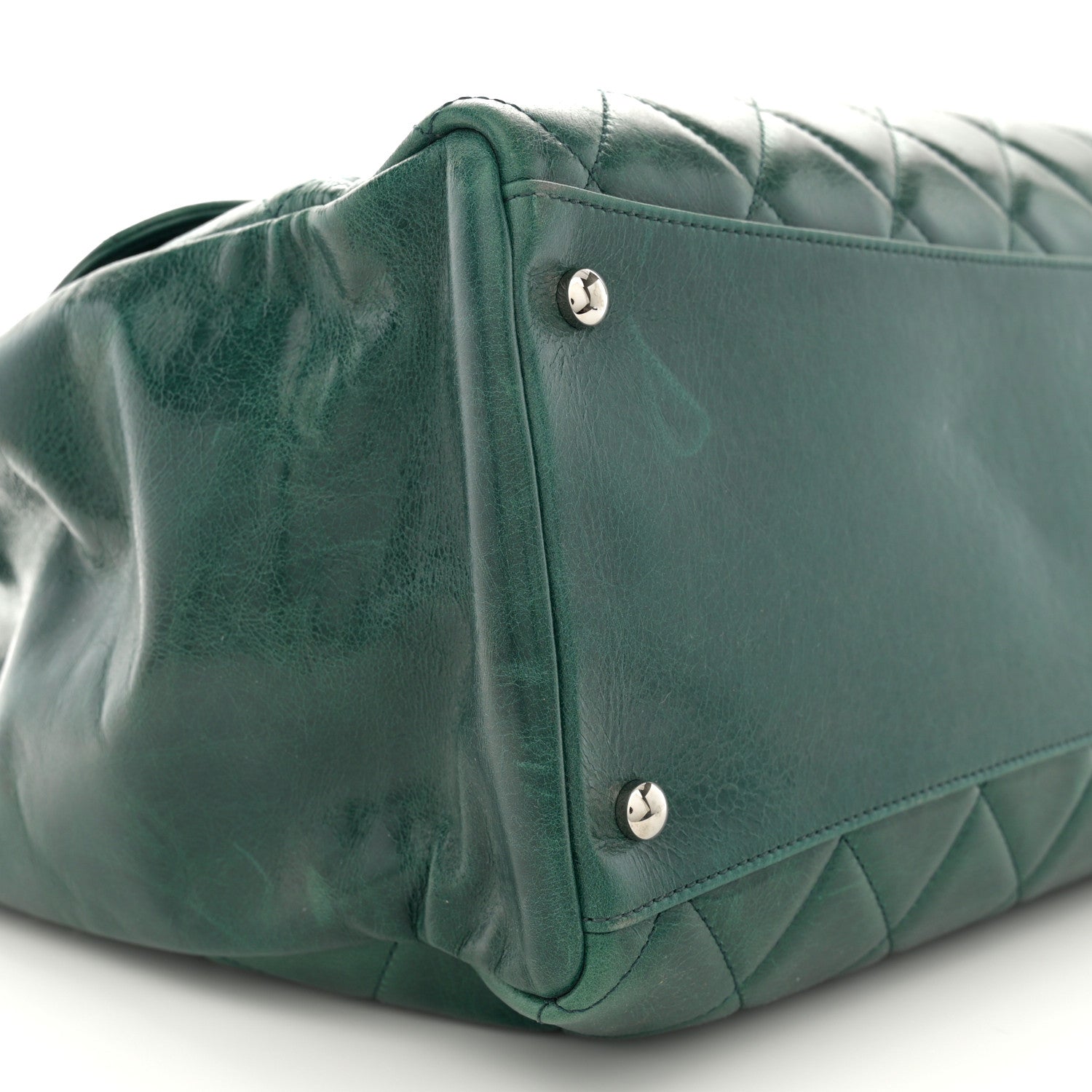 Chanel Glazed Calfskin Quilted Large CC Delivery Tote Dark Green 9 of 15