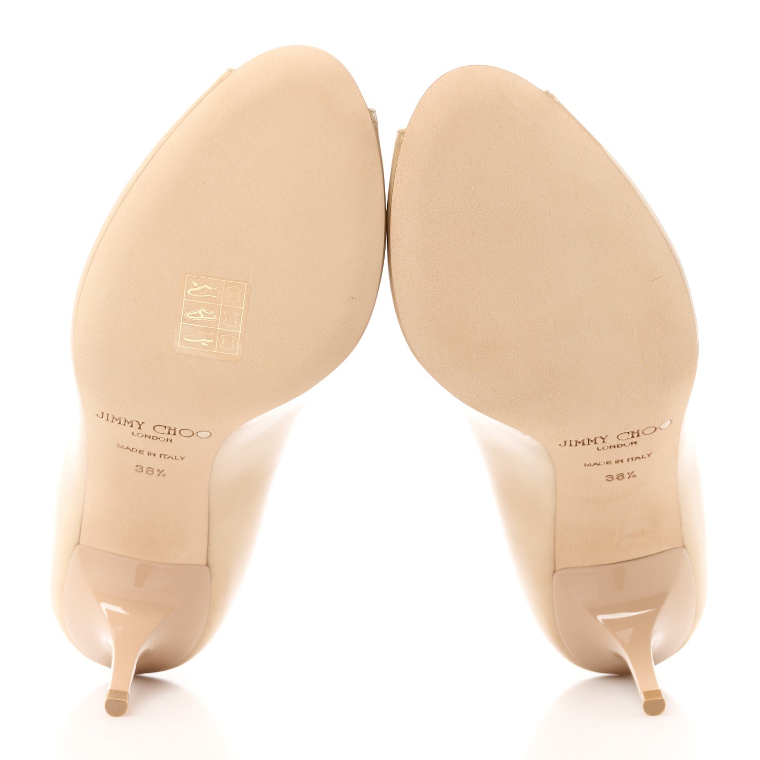 Jimmy Choo Patent Isabel Peep Toe Pumps 38.5 Nude 5 of 8
