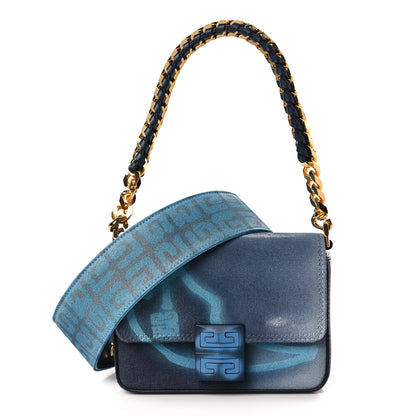Givenchy x Chito Graffiti Effect Canvas Leather Small 4G Shoulder Bag Steel Blue 1 of 8