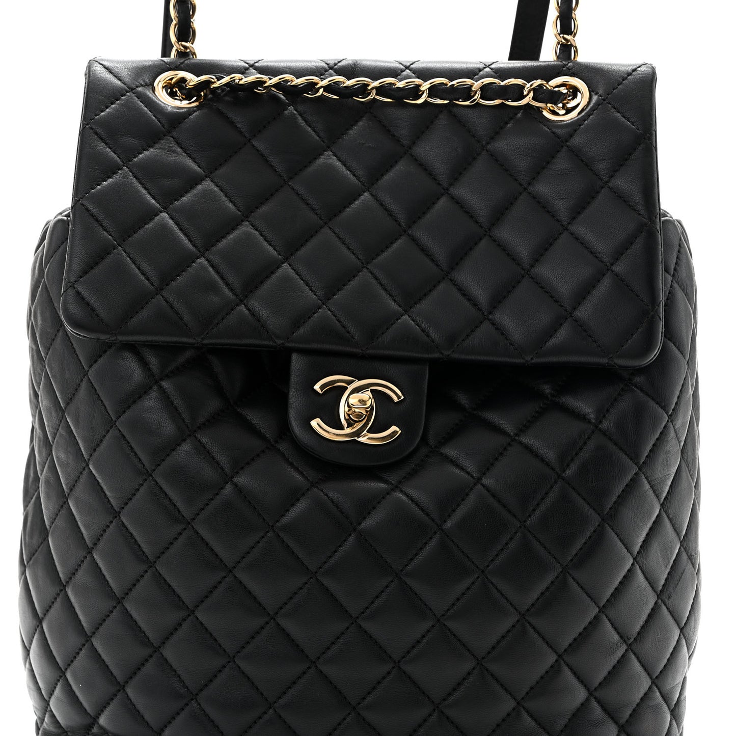 Lambskin Quilted Large Urban Spirit Backpack Black
