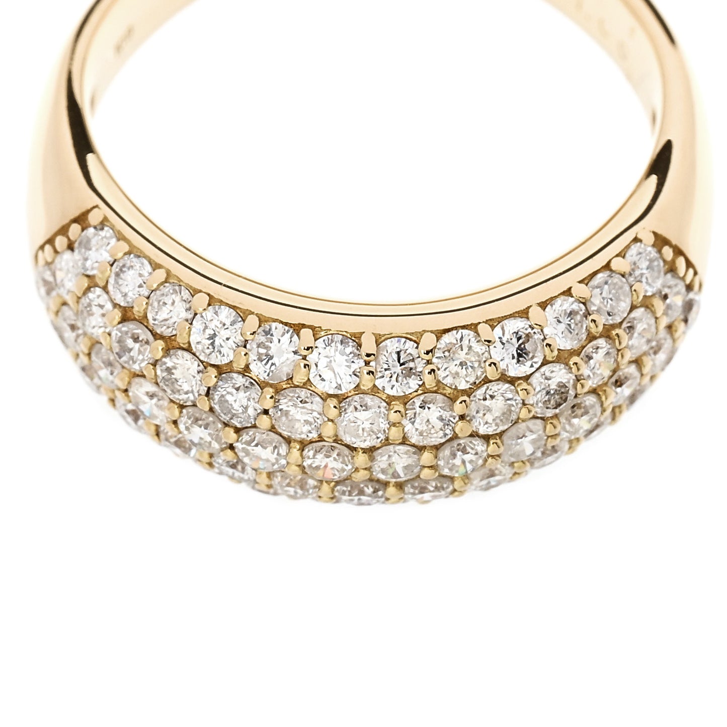 18K Yellow Gold Diamond 1.00ctw Paved Dome Ring 50 5.25