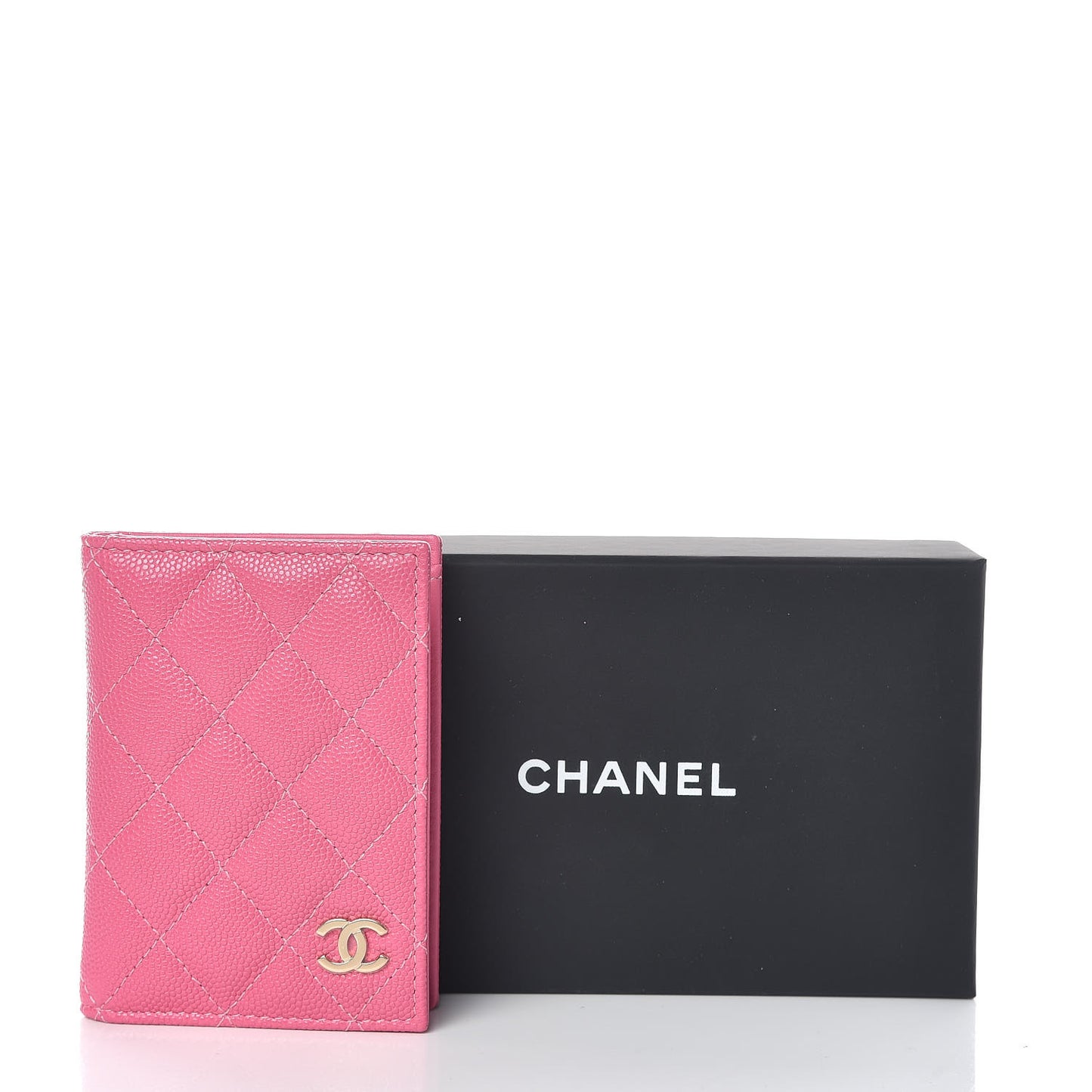 Caviar Quilted Card Holder Wallet Pink