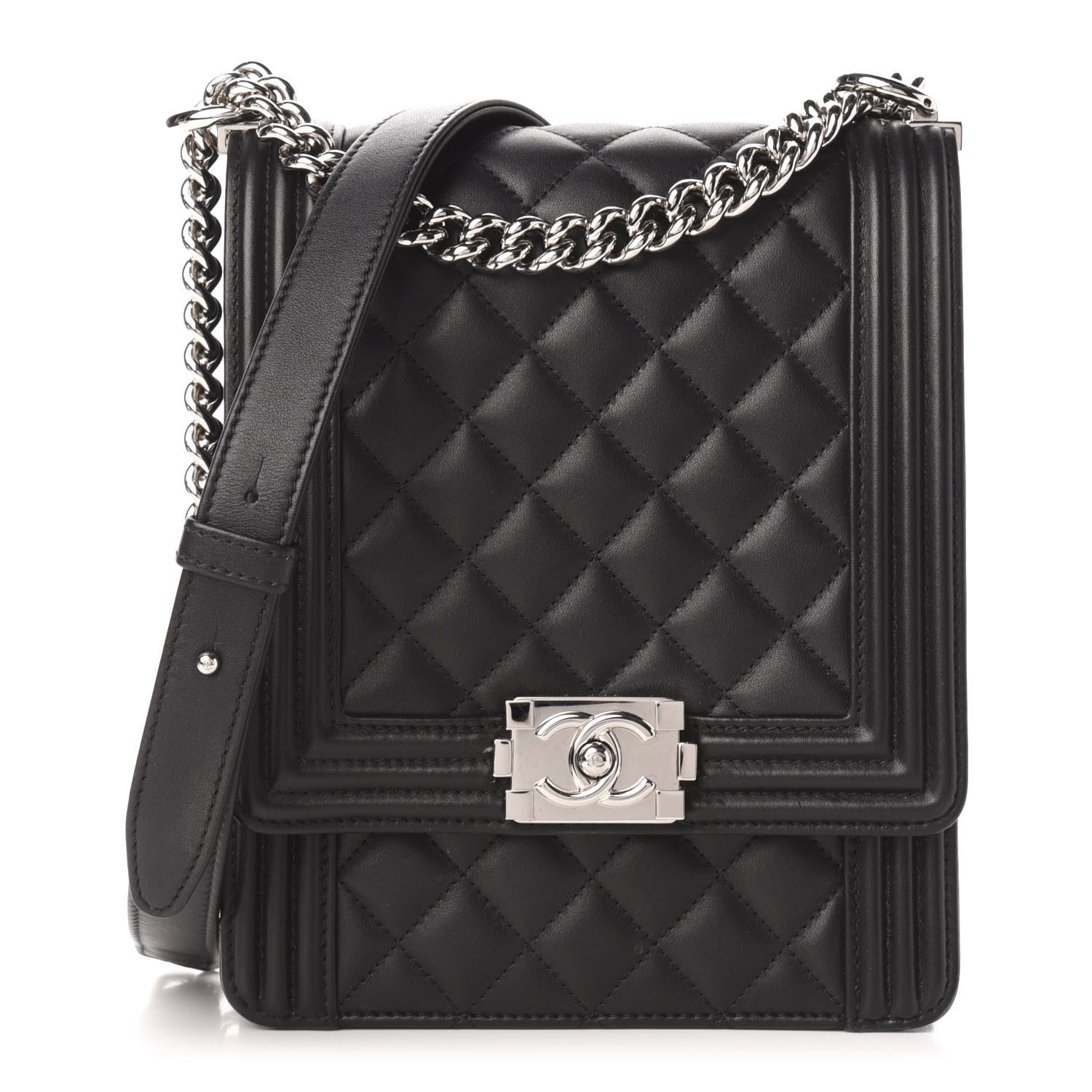 Chanel Calfskin Quilted North South Boy Flap Black 1 of 11