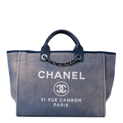 Chanel Canvas Medium Deauville Tote Blue 1 of 15