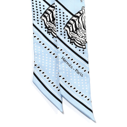 Hermes Silk Les Zebres Twilly Ciel Black White 2 of 4