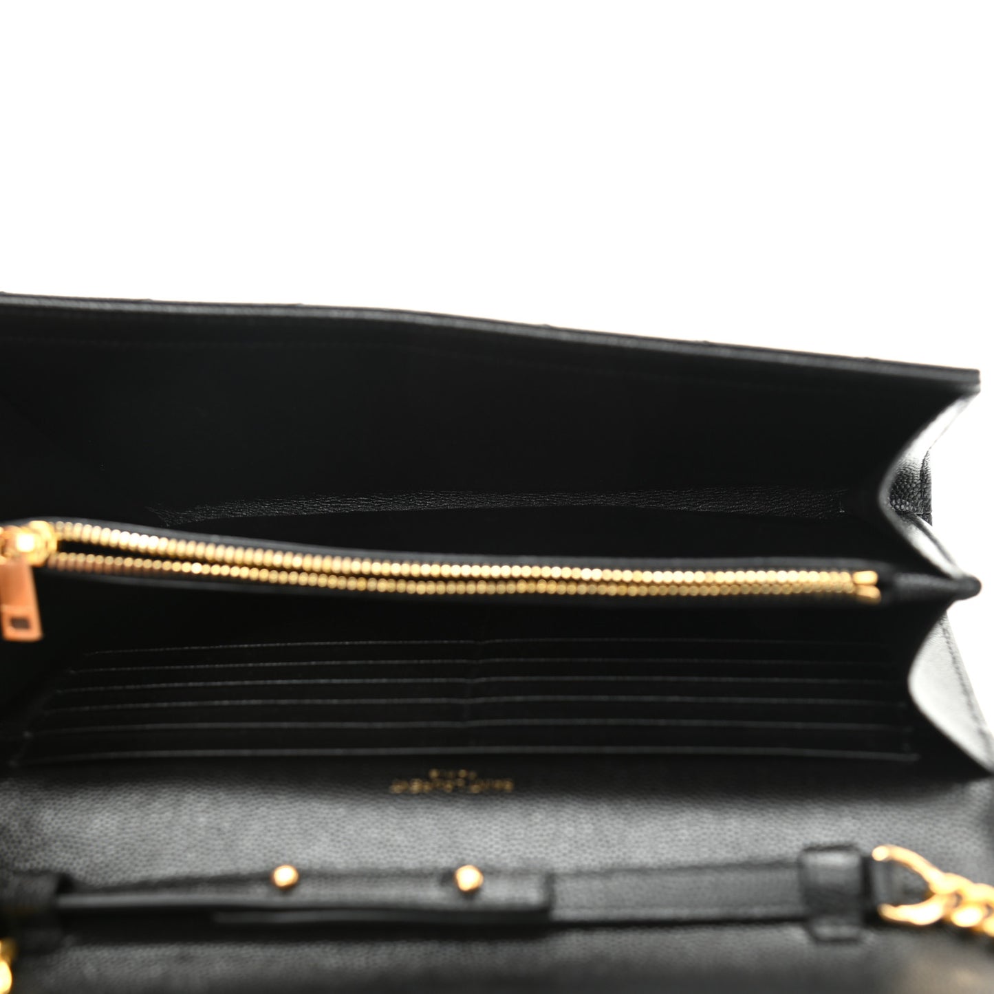 Grain De Poudre Matelasse Chevron Monogram Chain Wallet Black