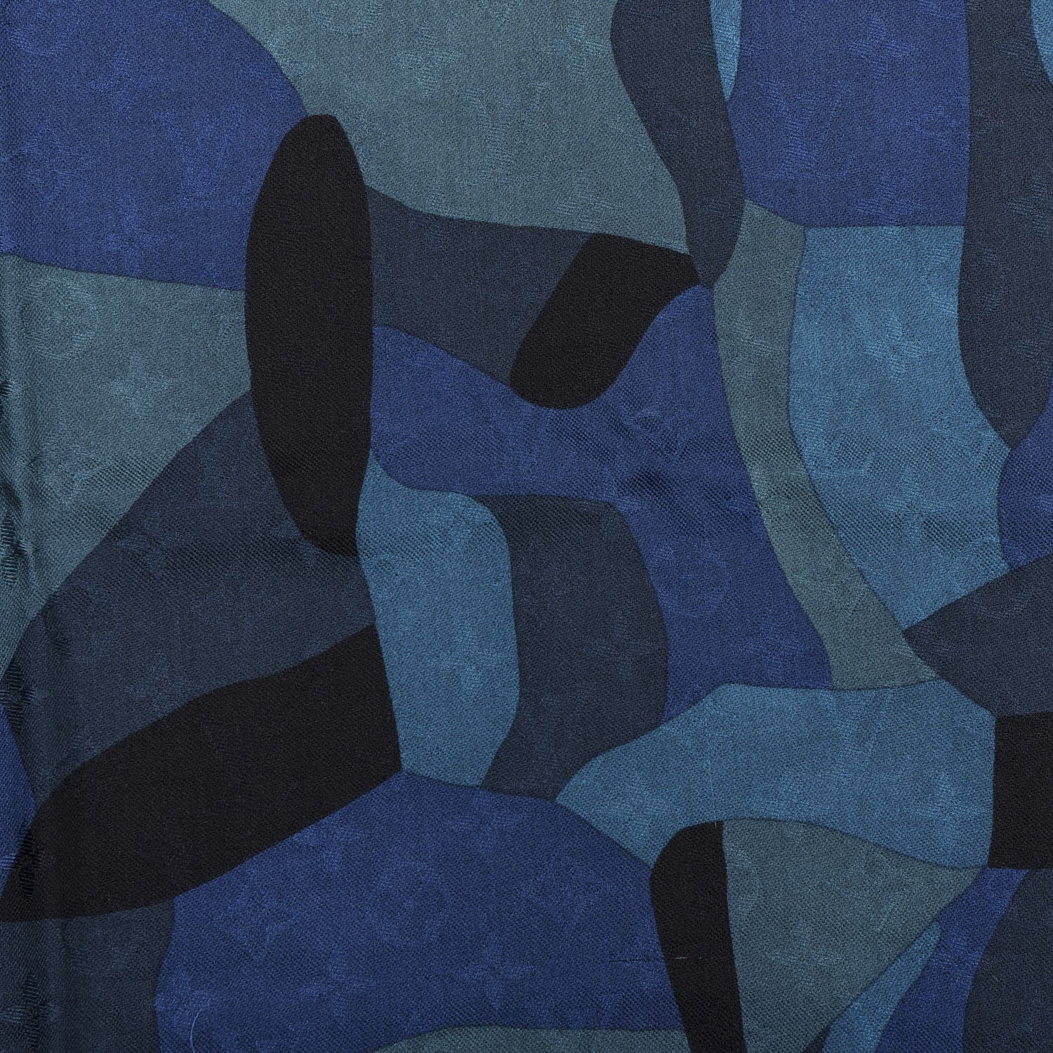 Louis Vuitton Silk Wool Monogram Camouflage Shawl Blue 3 of 4