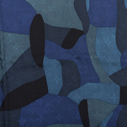 Louis Vuitton Silk Wool Monogram Camouflage Shawl Blue 3 of 4