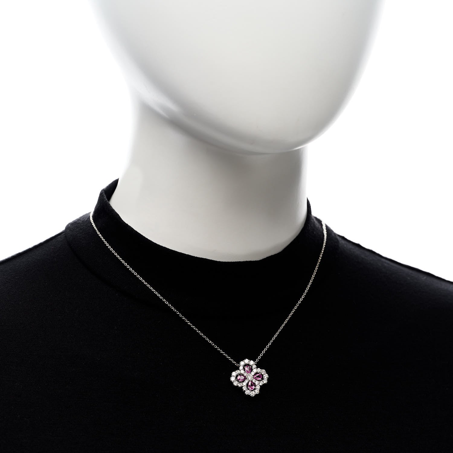 Harry Winston Platinum Diamond Pink Sapphire Full Loop Pendant Necklace 2 of 6