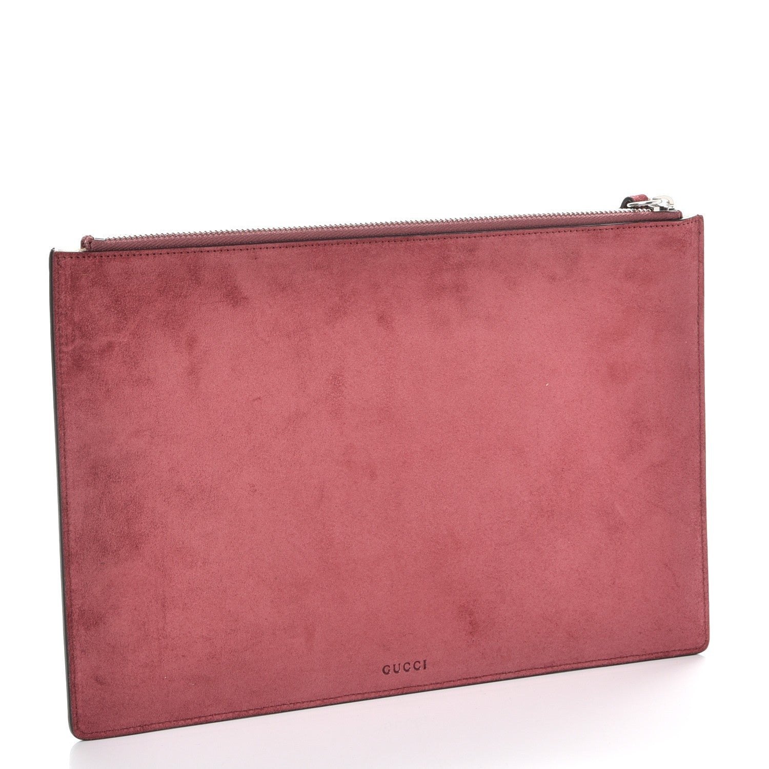 Gucci GG Supreme Monogram Blooms Suede Large Zip Pouch Beige Multicolor Dry Rose 3 of 9