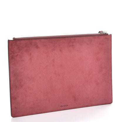 Gucci GG Supreme Monogram Blooms Suede Large Zip Pouch Beige Multicolor Dry Rose 3 of 9