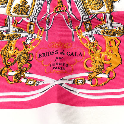 Hermes Silk Brides de Gala Nano Scarf 20 White Rose Fuchsia Or 5 of 5