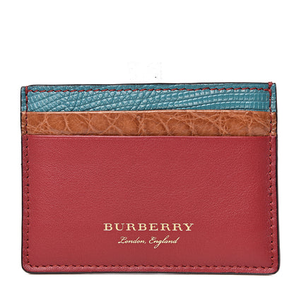 Burberry Calfskin Lizard Alligator Sandon Card Case Deep Red 1 of 7