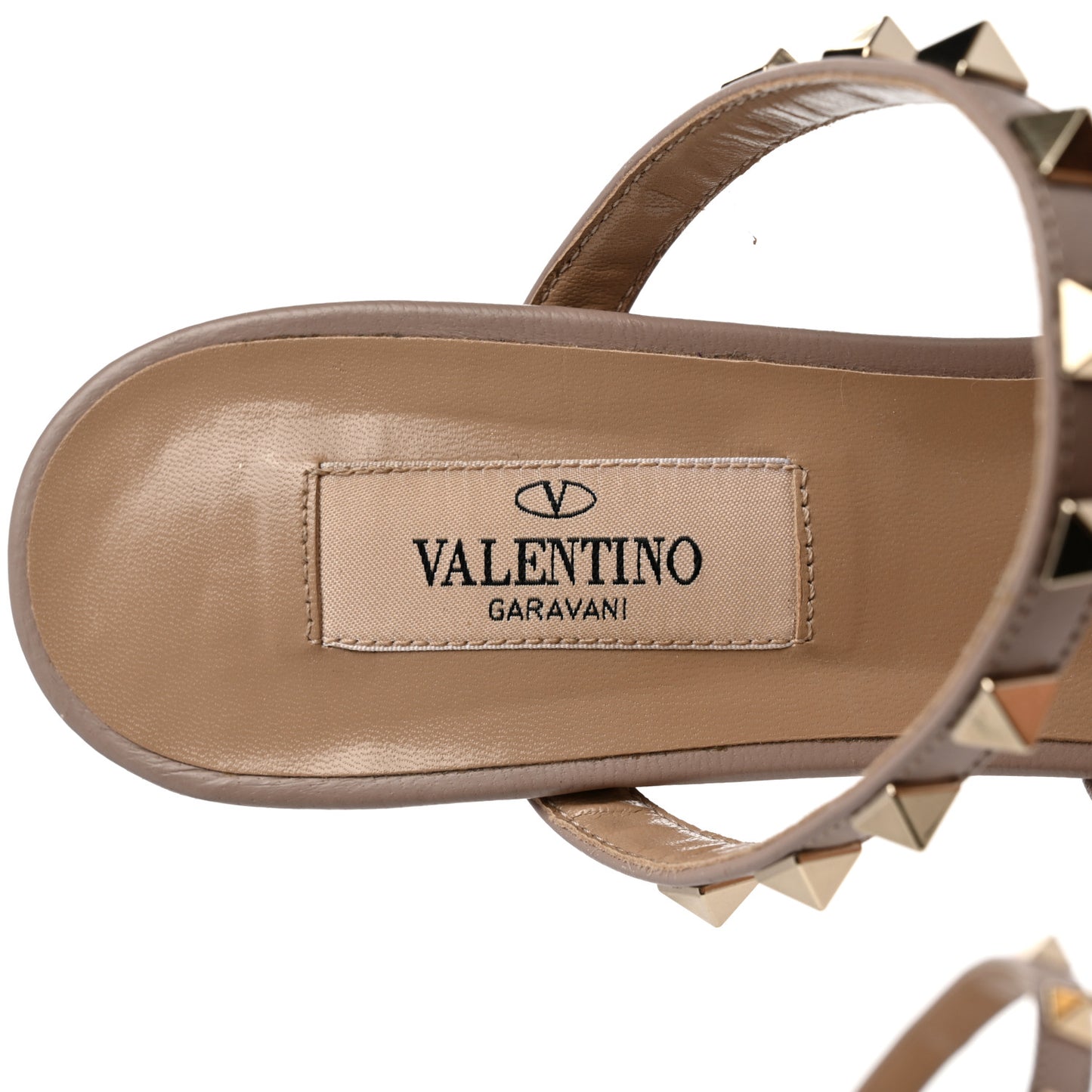Calfskin Rockstud 60mm Caged Slide Sandals 37.5 Poudre
