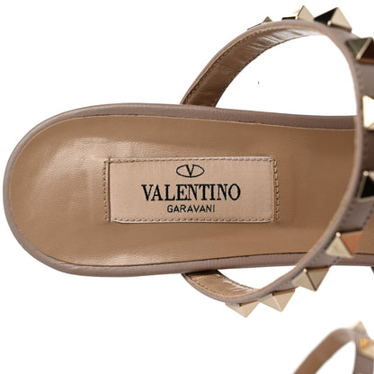 Valentino Garavani Calfskin Rockstud 60mm Caged Slide Sandals 37.5 Poudre 7 of 8
