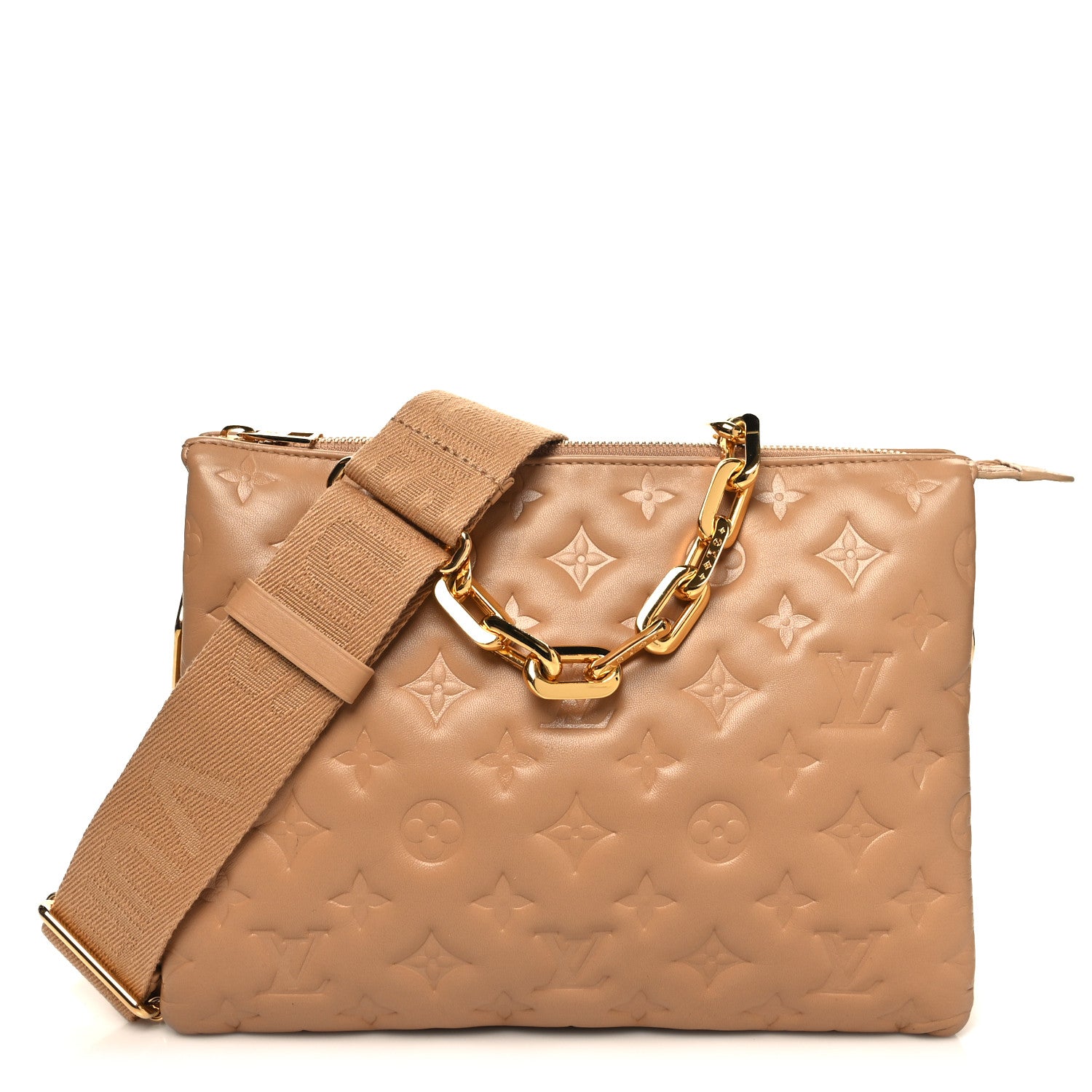 Louis Vuitton Lambskin Embossed Monogram Coussin PM Camel 1 of 11