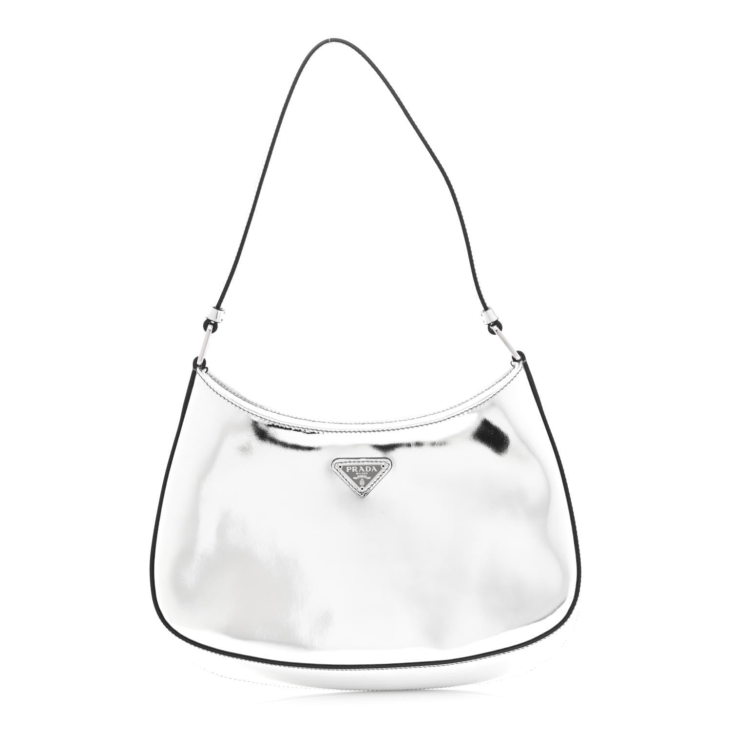 Prada Spazzolato Cleo Shoulder Bag Argento Black 1 of 8