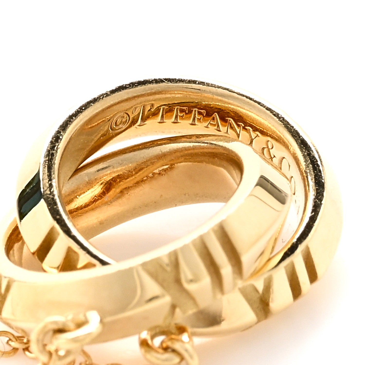 Tiffany 18K Yellow Gold Interlocking Atlas Open Pendant Necklace 4 of 5