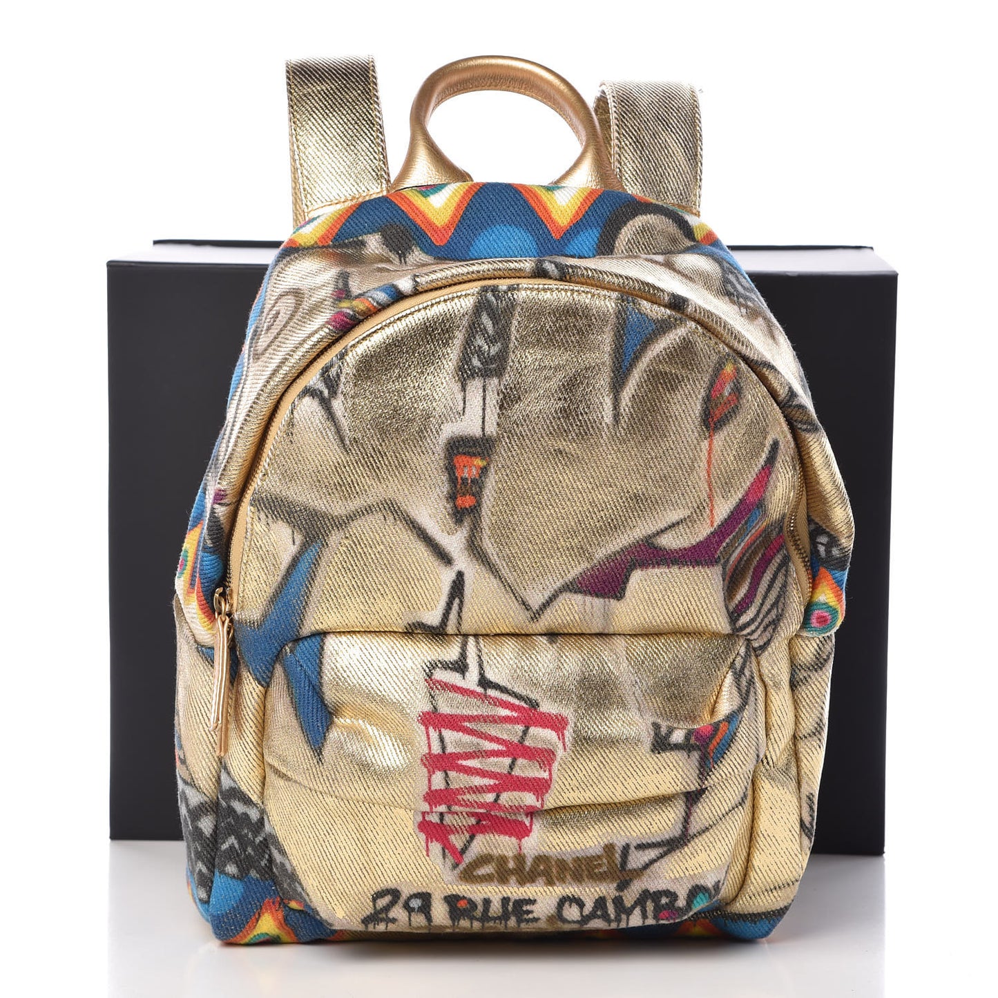 Graffiti Printed Canvas Street Spirit Backpack Multicolor