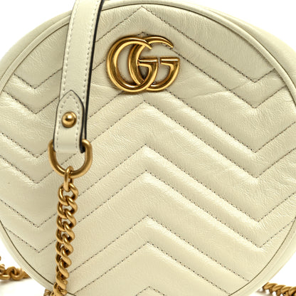 Gucci Calfskin Matelasse Mini GG Marmont Round Shoulder Bag White White 8 of 10