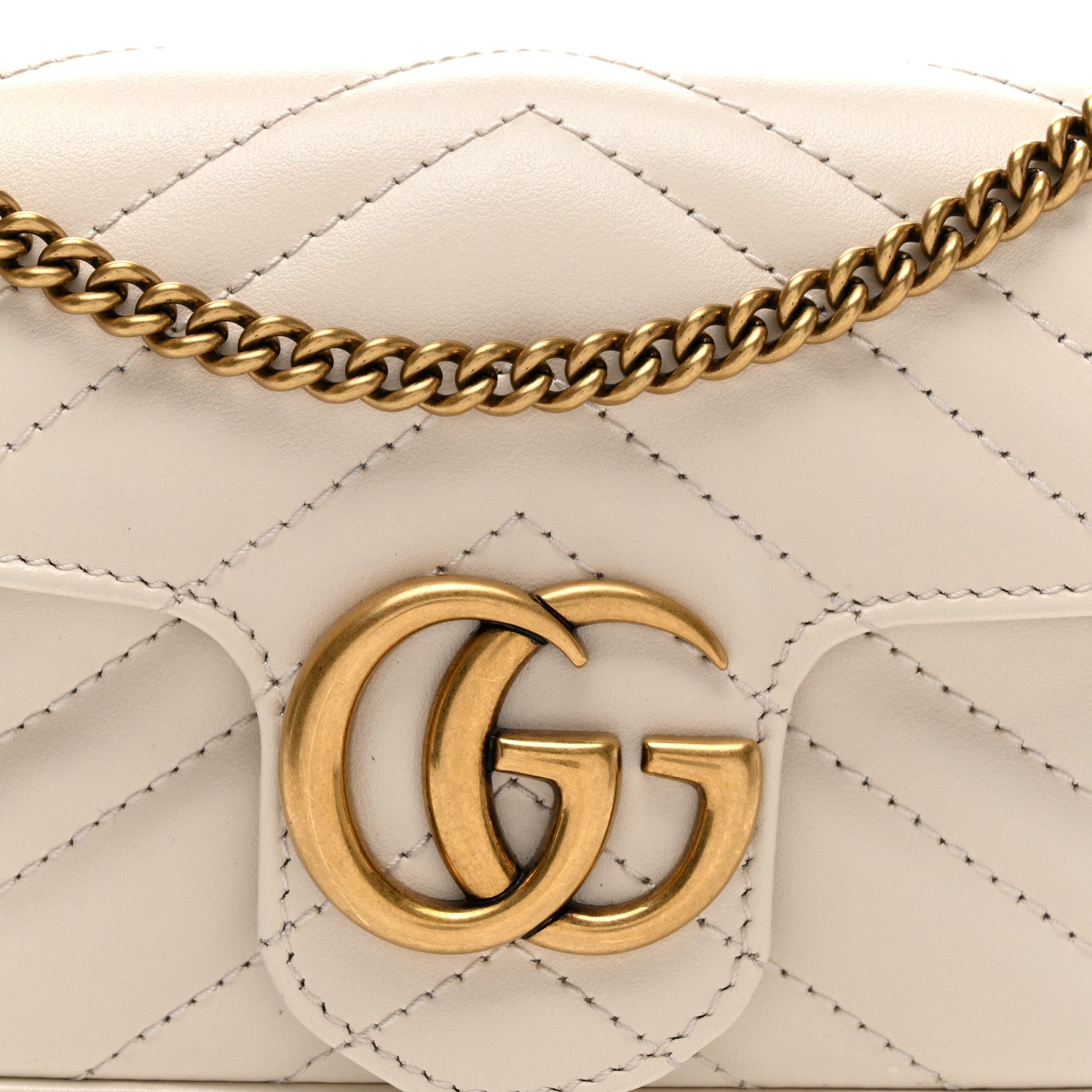 Gucci Calfskin Matelasse Super Mini GG Marmont Shoulder Bag White 8 of 10