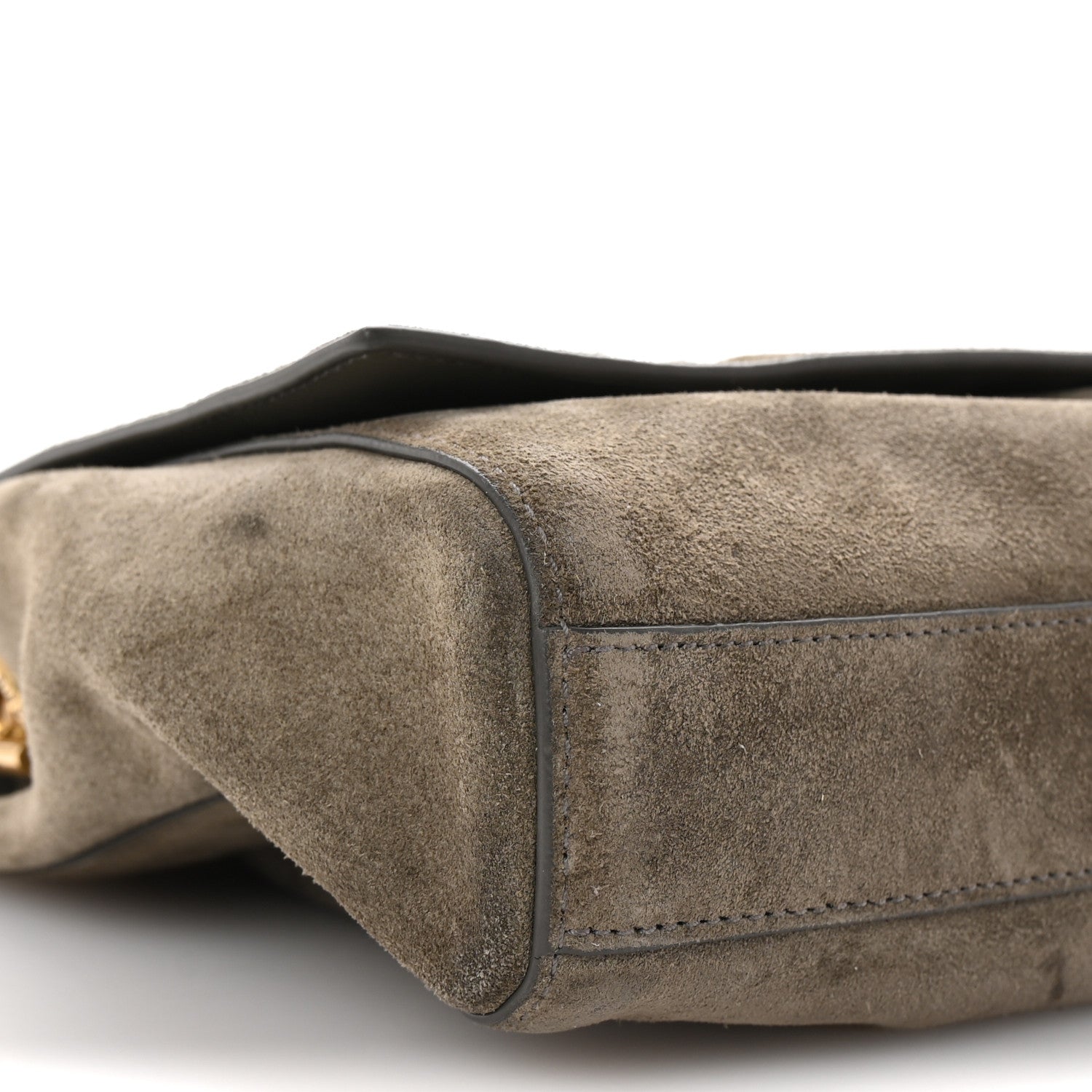 Saint Laurent Smooth Calfskin Suede Medium Reversible Monogram Kate Satchel Taupe 9 of 10