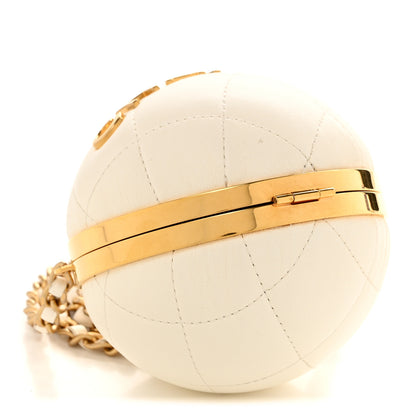 Chanel Lambskin CC Sphere Minaudiere Chain Clutch White 9 of 10