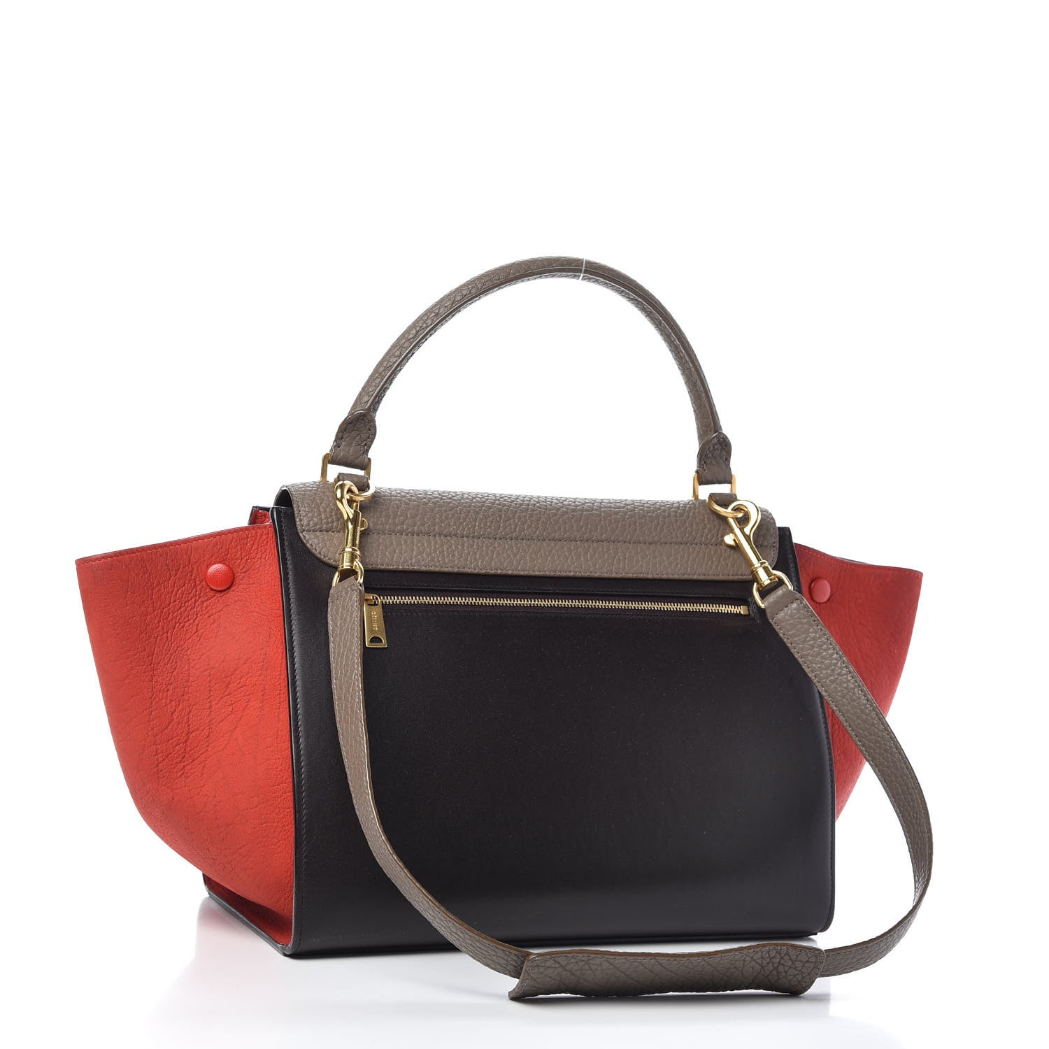 Celine Bullhide Calfskin Nubuck Medium Tri-Color Trapeze Taupe 3 of 9