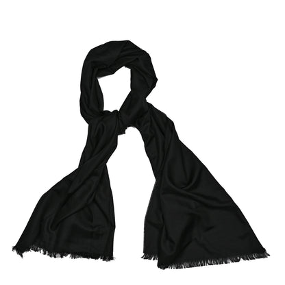 Chanel Cashmere Silk CC Logo Stole Black White 2 of 4