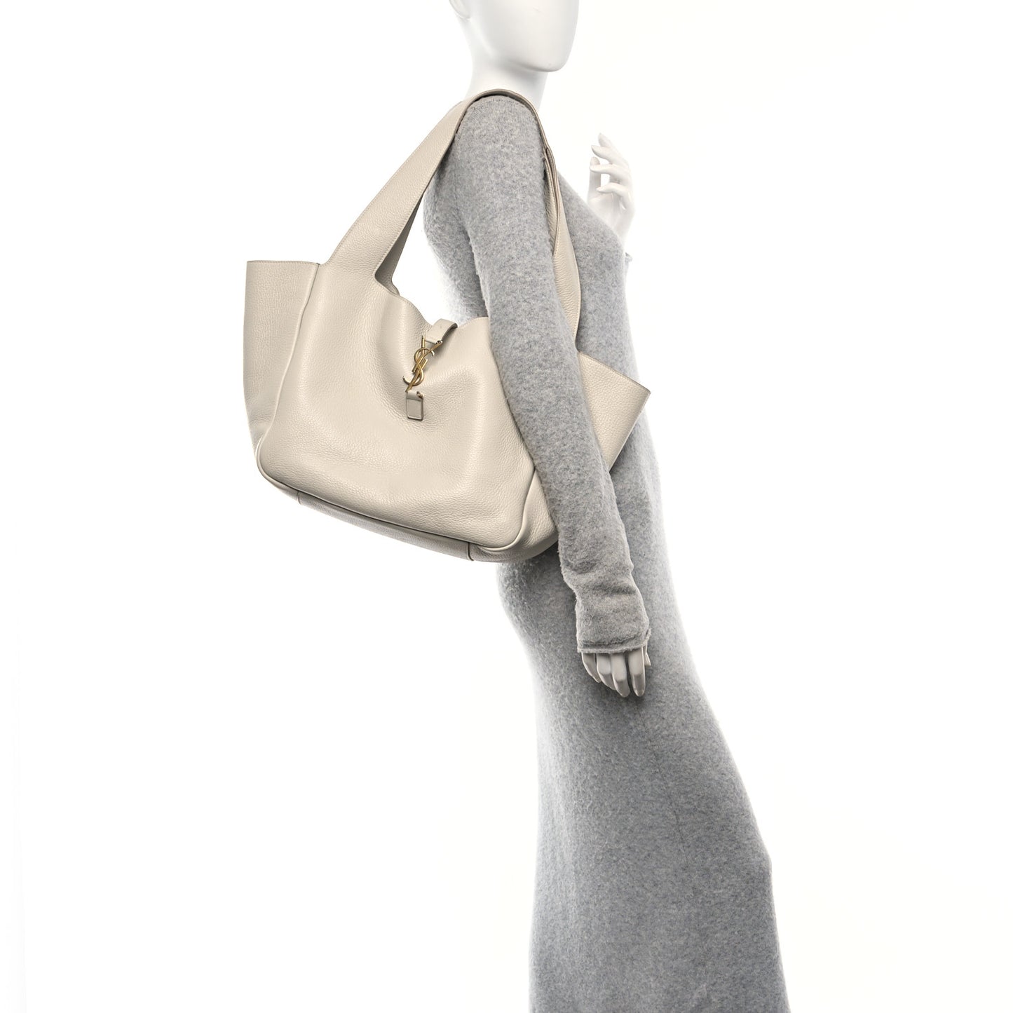 Grained Deerskin Bea Tote Blanc Vintage